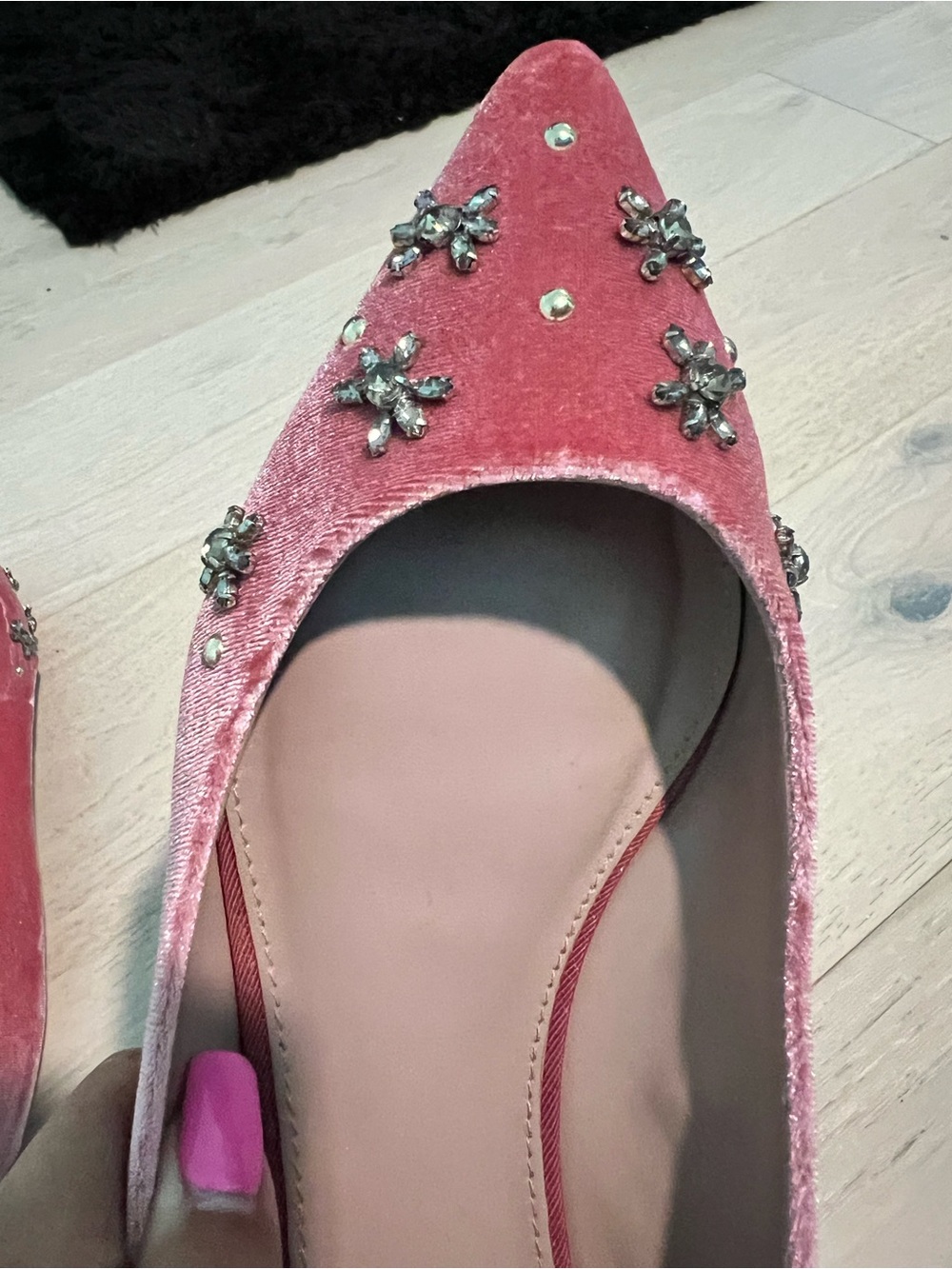 Circus by Sam Edelman Pink Velvet Jeweled Pointed-Toe Flats - Picture 10 of 13